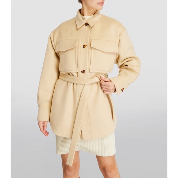 Aeron Richmond Wool Belted Shirt Jacket NWT 6 US / 38 EU Cream - Picture 6 of 11